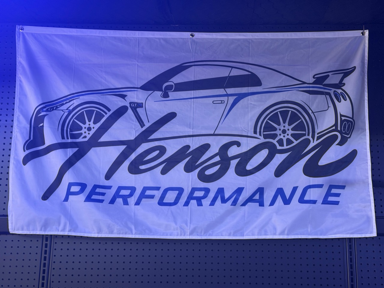 Henson Performance original logo banner with GT-R illustration